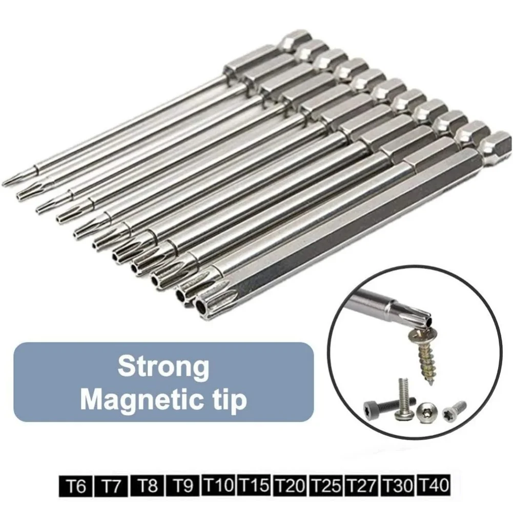 11/12-teiliges Torx-Schraubendreher-Bit-Set mit Loch 50/100mm, verlängertes Schraubendreher-Set, manipulationssicheres magnetisches Bohrer-Bit-Set, Schraubendreher-Werkzeug – Detail 10