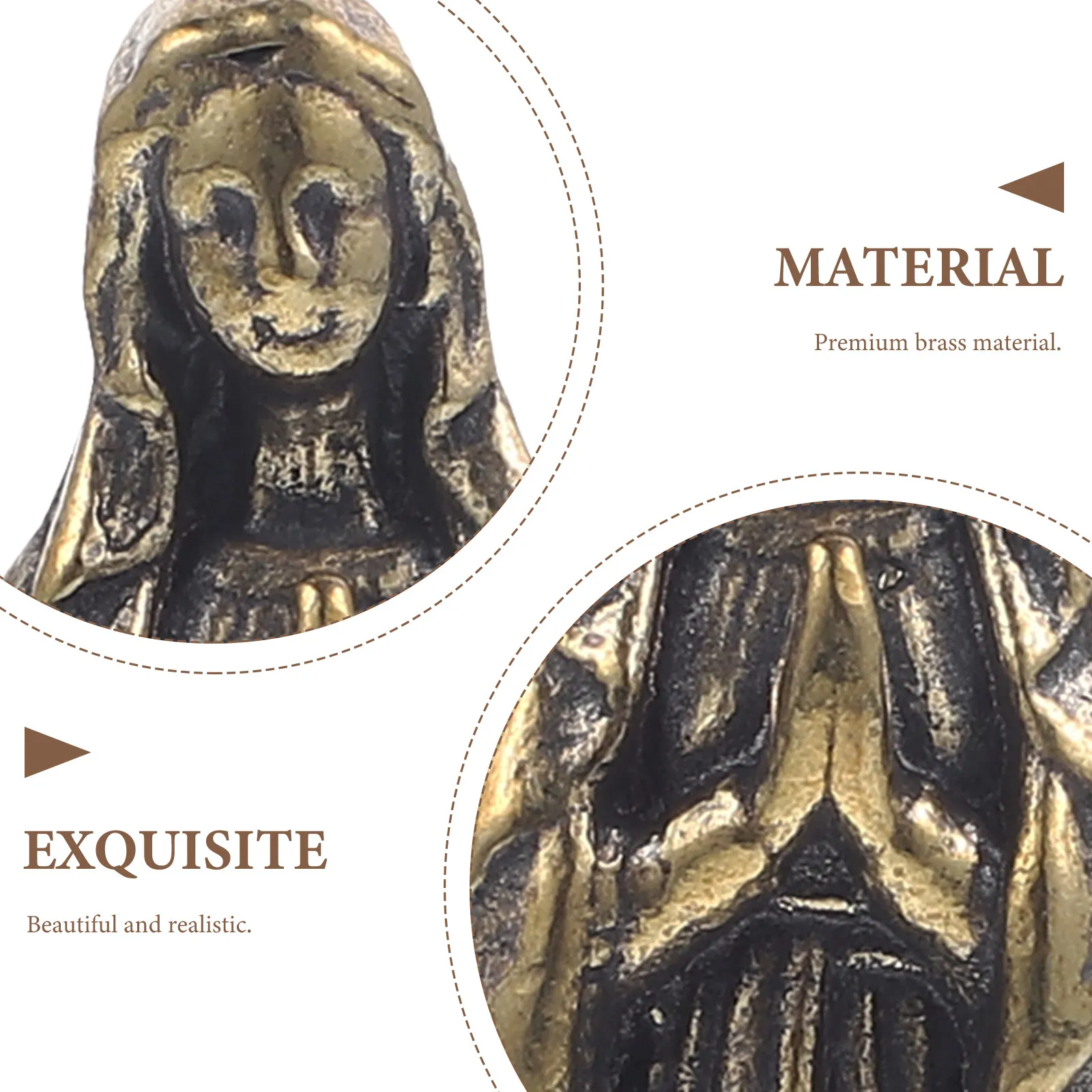 Handcrafted Brass Mary Statue Tiny Virgin Mary Ornament Elegant Religious Decor for Living Room Office Tabletop Catholic