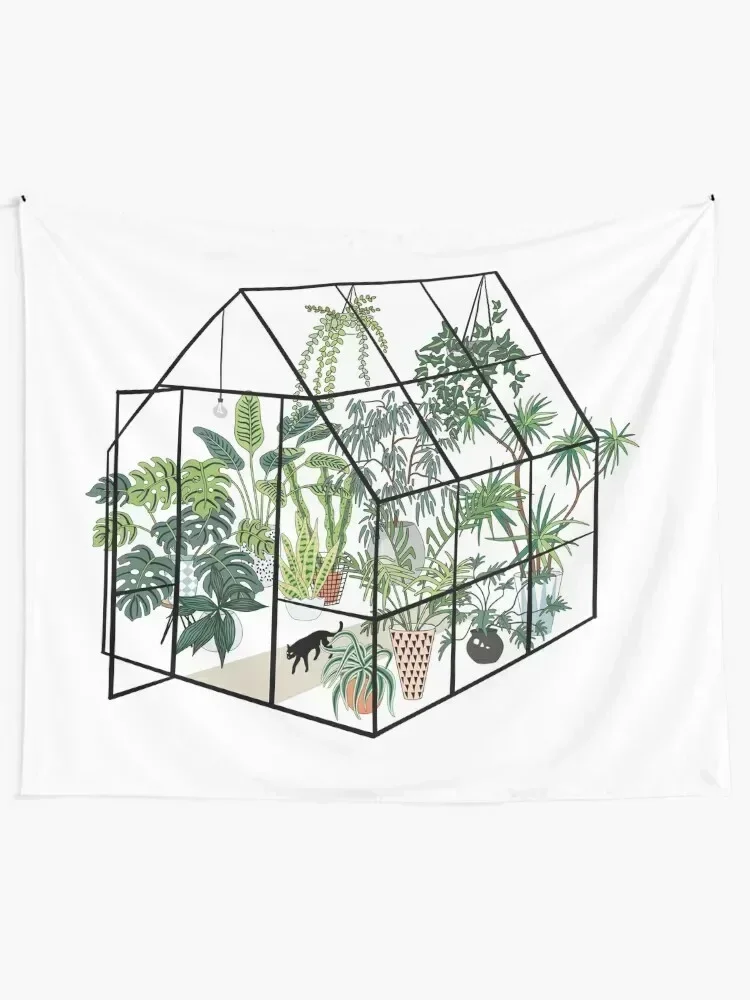 greenhouse with plants Tapestry Wall Hanging Wall Cute Room Things Decoration Pictures Room Wall Room Decor Tapestry