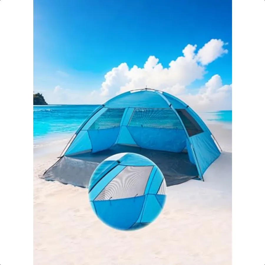 Barraca de praia de fácil configuração up up upf 50 + abrigo solar para família 23 pessoas sombra solar instantânea portátil com janelas esh estacas à prova de vento sto