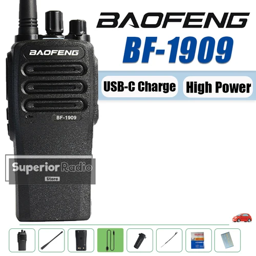 Imagen 1 del producto BaoFeng BF-1909 Walkie Talkie de alta potencia 16 canales UHF 400-470mhz tipo C USB-C carga de largo alcance Radio bidireccional de alta capacidad