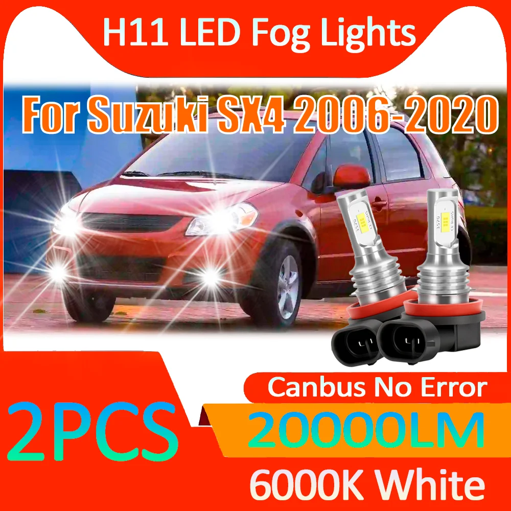 

2PCS 20000LM H11 H8 H9 Fog Lights 90W High Power Canbus No Error LED Fog Lamps 12V 6000K Plug and Play For Suzuki SX4 2006-2020