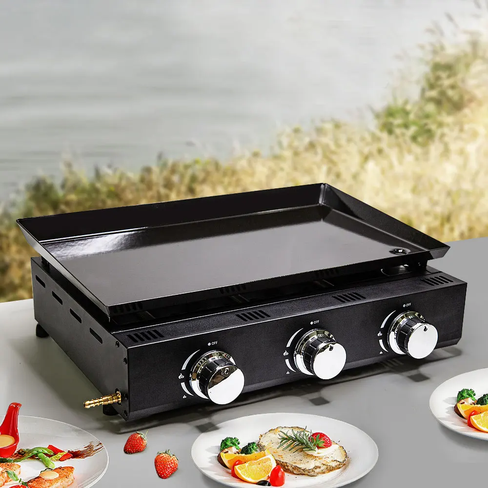 Fornello a Gas/elettrico a 3 fuochi con forno fornello a Gas commerciale a 3 fuochi piastra Grill