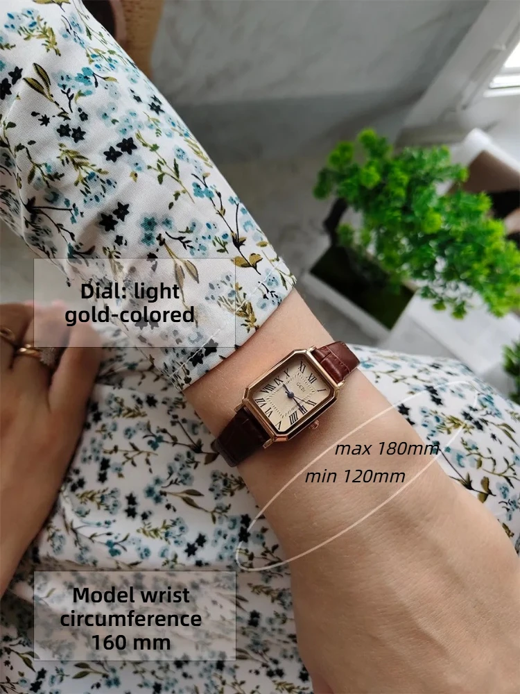 Vintage Brown Women's Quartz Watch Fashion Square Roman Numerals Clock Exquisite Leather Elegant Women's Watches