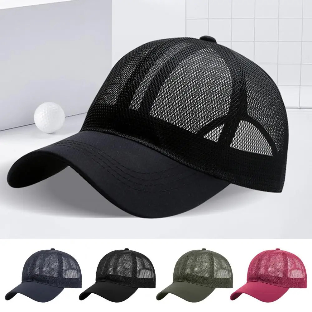 Unisex Summer Baseball Hat Hollow Mesh Long Brim Adjustable Circumference Solid Color Outdoor Travel Sport Cap Бейсболка 야구 모자