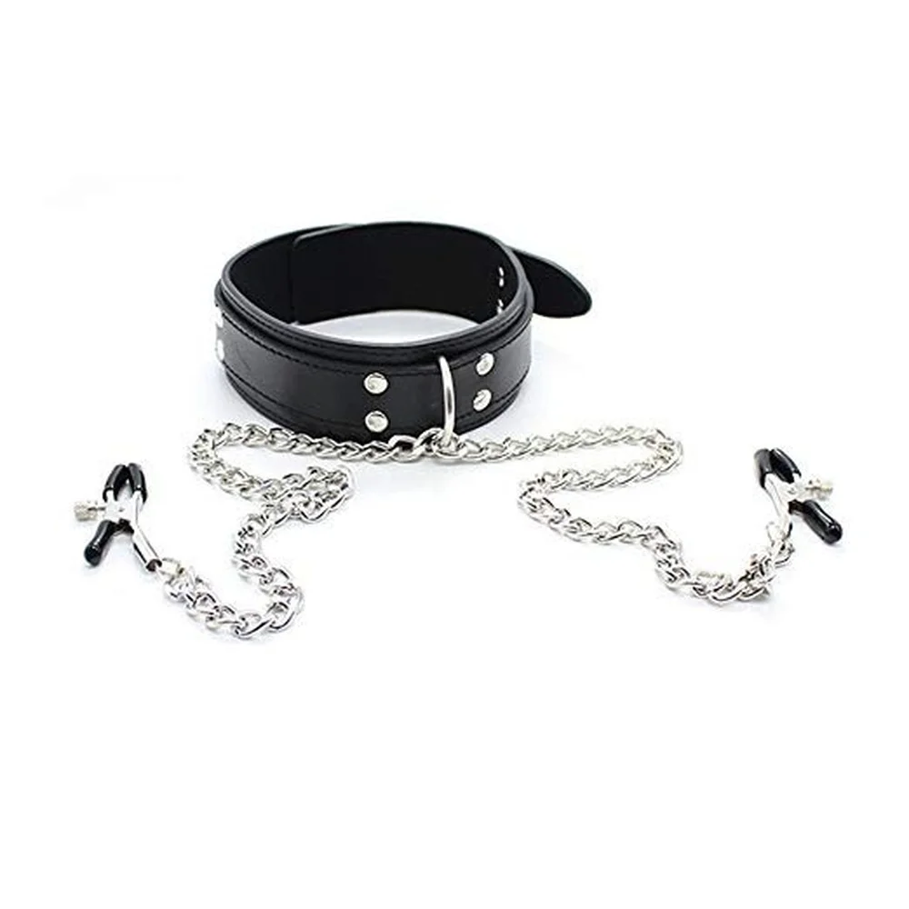 Sex Shop BDSM Bondage Restraint Fetish Collar Chain Collars Collocation Nipple Clamps No Vibrators Erotic Sexual Toy Adult