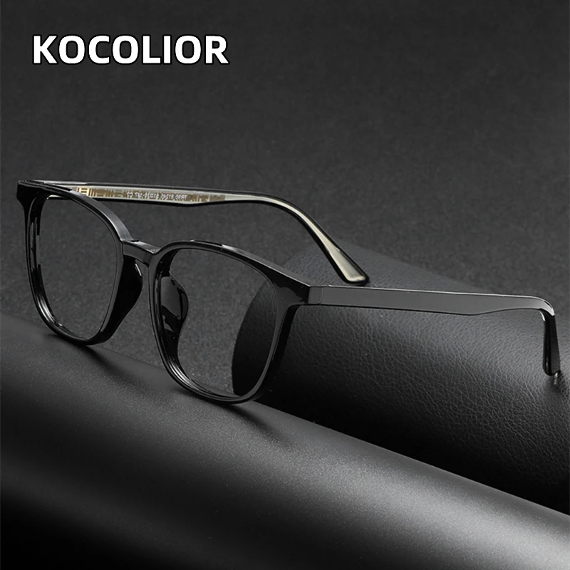 KOCOLIOR New TR90 Plug-in High-Quality Large Frame Anti Blue Light Flat Glasses for Men and Women Vintage Square Glasses Frame