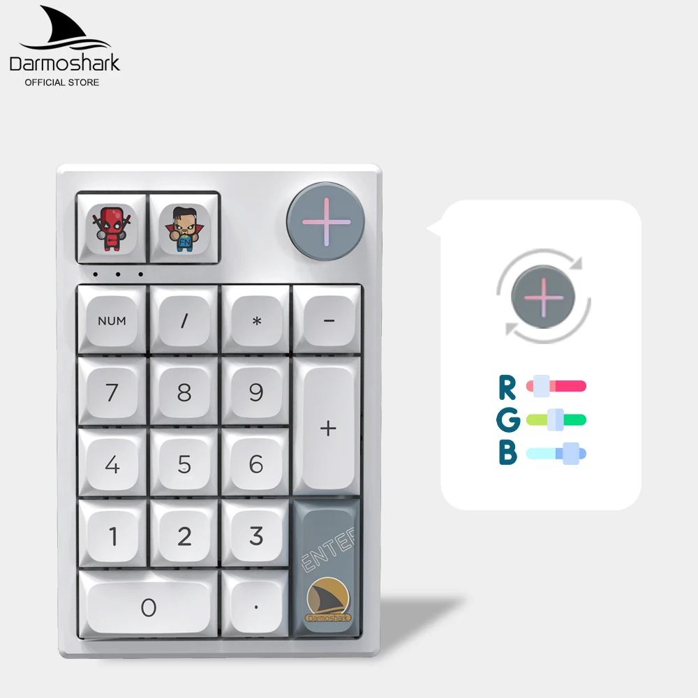 Darmoshark Mechanical Numeric Keypad K3PRO Bluetooth Wireless Numeric Macro Keypad Hot Swap19 Keys Numpad Keyboard For Laptop PC