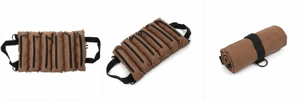 6-Pocket Heavy Duty Canvas Tool Roll Bag Compact Portable Automotive Mechanic Organizer for Car Motorcycle Bike Storage Gift