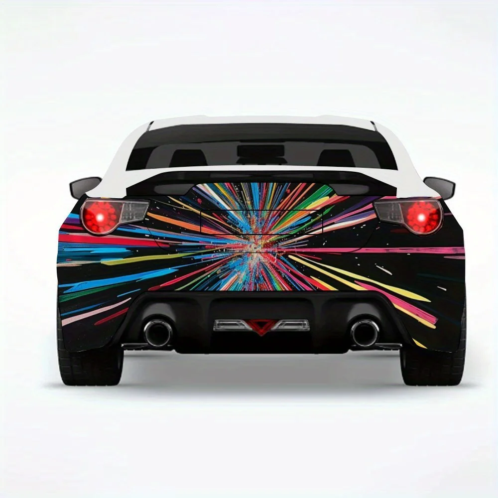 Radiant Color Lines Car Sticker,Vinyl Decal for Car Rear, Waterproof Self-Adhesive Vinyl Stickers for Vehicle Tail and Bumper, D