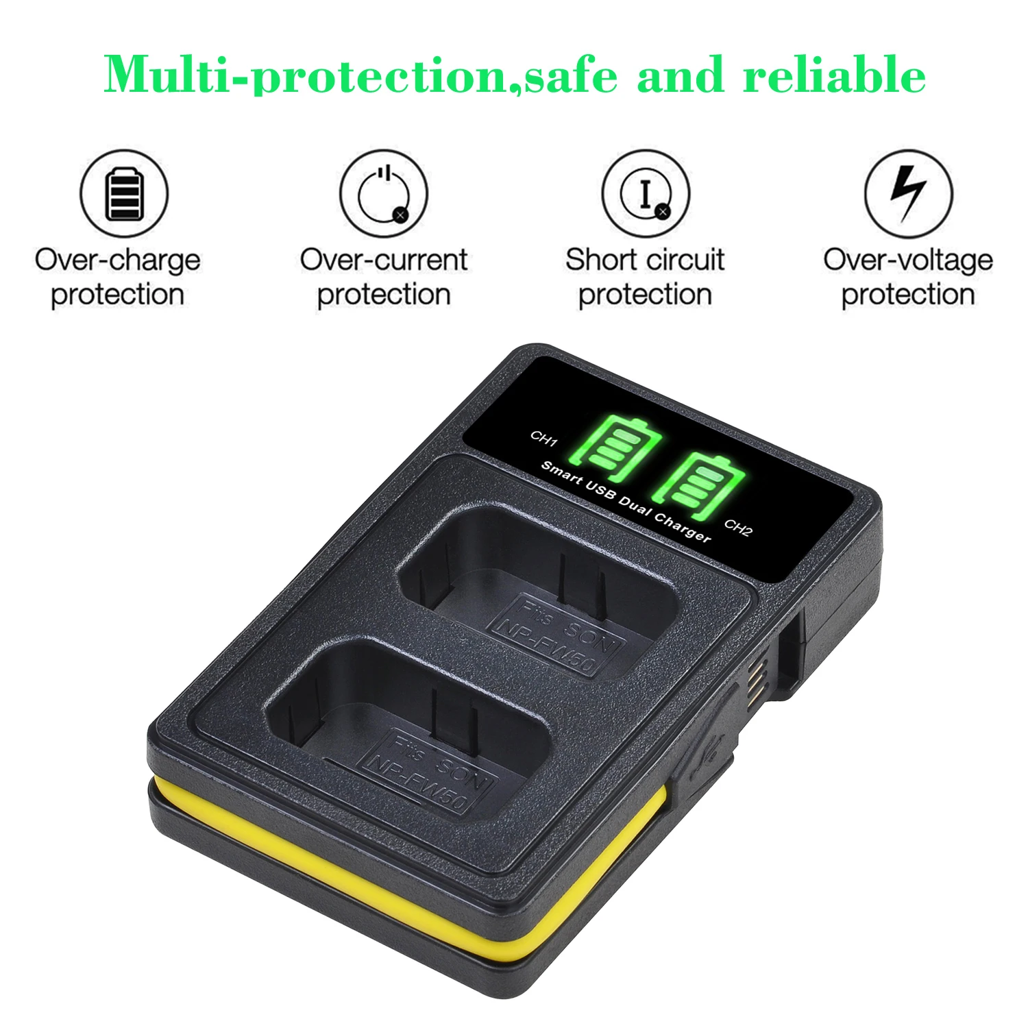 Batterie Rechargeable NP-FW50/chargeur LED pour Sony Alpha a6500,a6300,a6000,a7s,a7,a7s ii,a5100,a5000,a7r,a7 ii,ZV-E10,NPFW50