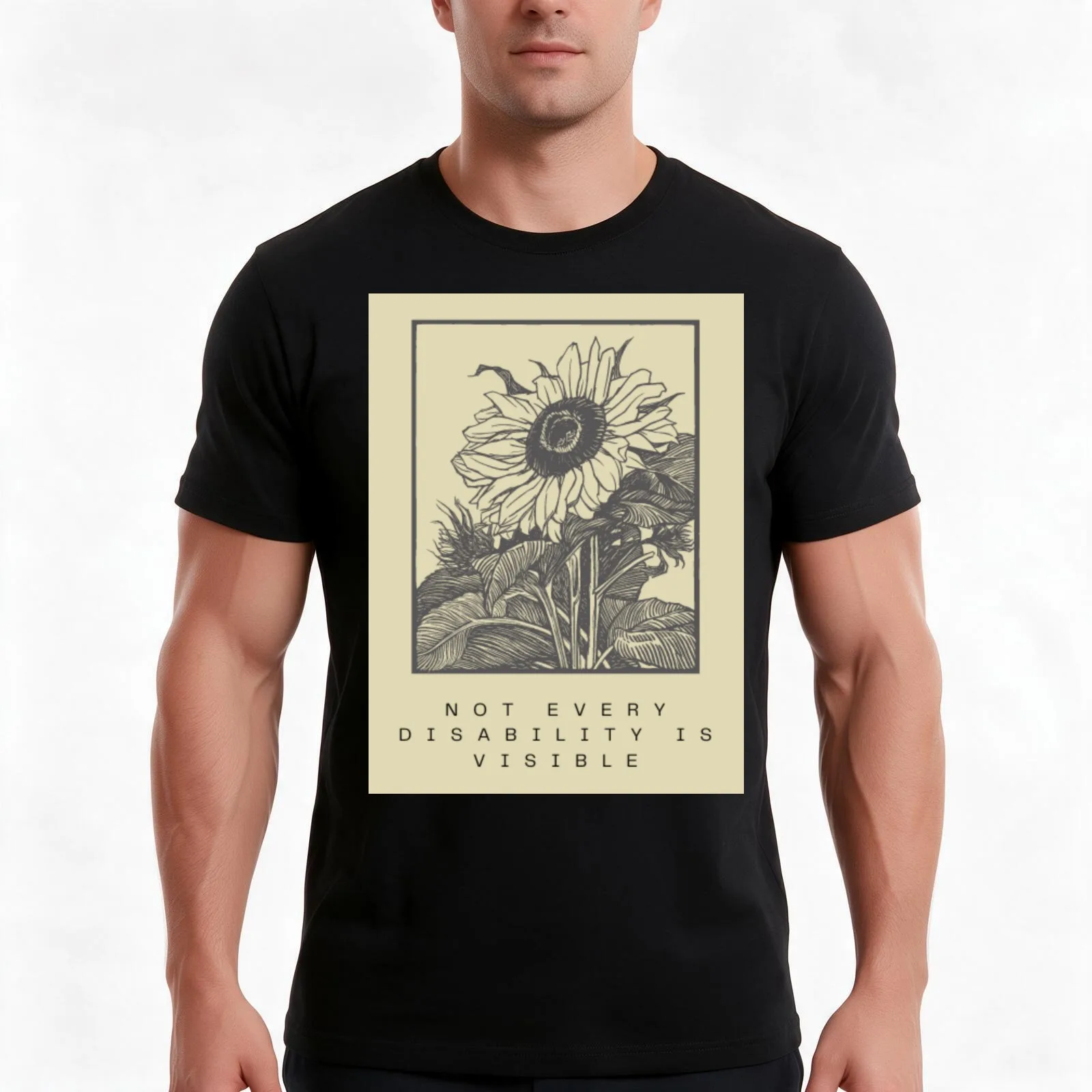 Disability Sunflower T-Shirt Summer Casual Cotton Tee Oversized Streetwear Tops Vintage Graphic Print Loose Fit Short Sleeve