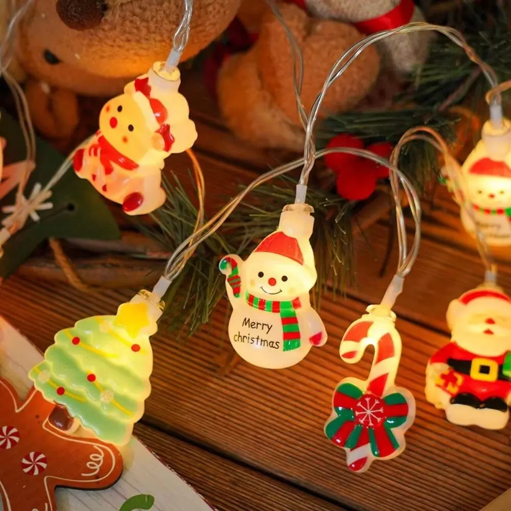 59.06inch 10 Lights, 3m 20 Lights Xmas Tree&Santa&Snowman Christmas Decoration String Lights, Battery Powered