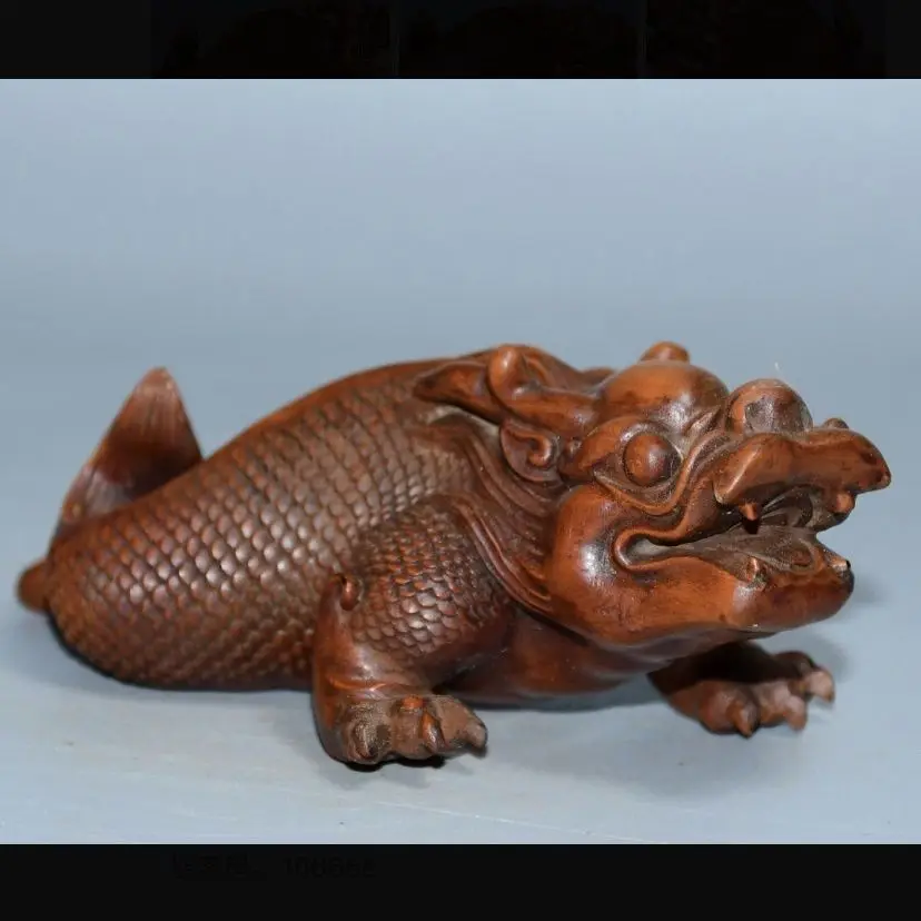 Hand Carved Wood Good luck arowana Statue Figurine Desktop Ornaments Home Decoration Crafts Tea Pet Decor