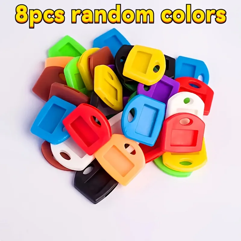8Pcs Random Color PVC Key Covers Fashion Durable Easy To Install Key Protector Sleeves