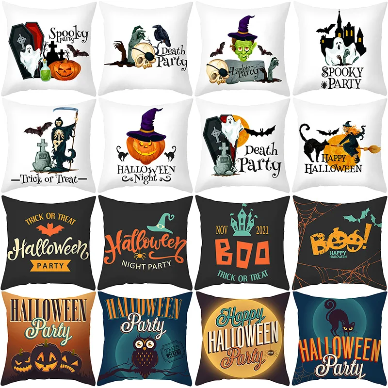 

Home Decor Cushion Cover Halloween Witch Witchcraft Ghost Printed Pillowcase for Bedroom Living Room Sofa Pillow Cover 45x45cm