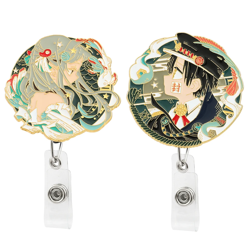 Anime Toilet-bound Hanako-kun Aestheticism Enamel Metal Pin Cartoon Retractable Pull Reel ID Lanyard Name Tag Metal Badge