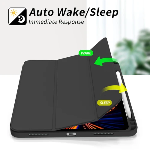 Imagen 2 del producto Para iPad Pro 11 pulgadas 4/3/2a generación con funda con ranura para bolígrafo, para iPad Pro 11 pulgadas (M4) 2024 fundas para tableta con respaldo suave de TPU con soporte triple