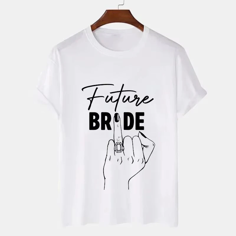 Fashion Y2k T Shirts G Future Bride Wedding Bachelorette T-shirt Short Sleeve Bride Ring Finger Bride Team Wedding Party Tee