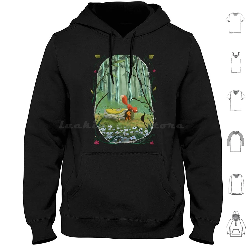 The Fox And The Hound Hoodies Long Sleeve Fox And The Hound Animation Cute Dog Forest Fox Foxes Hound Movie Trees