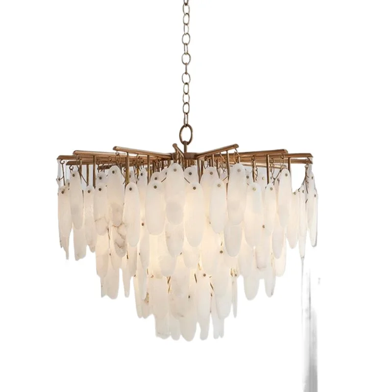 

American Minimalist Dining Room Living Room Bedroom Marble Copper Chandelier Villa Mansion Ideas