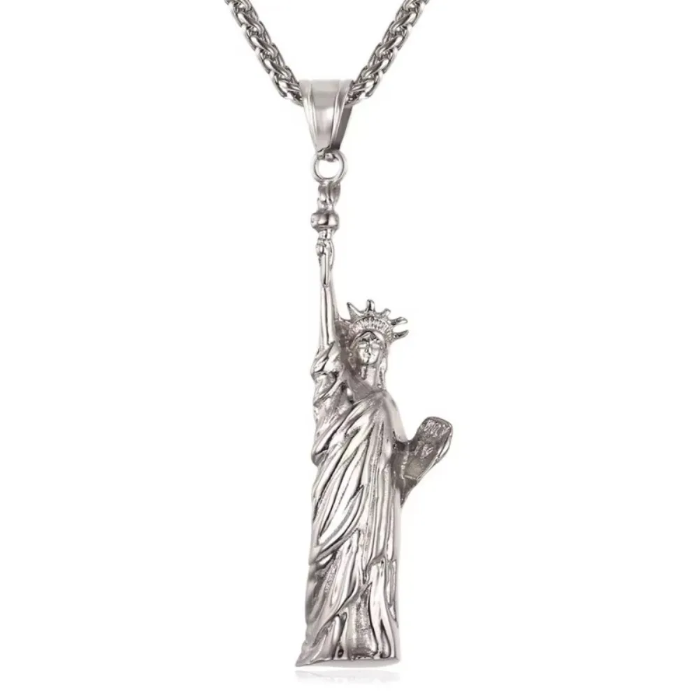 Fashion Stainless Steel Statue of Liberty Pendent Necklace for Men Women New York Vintage Jewelry Accessaries Hot Sellers Gifts