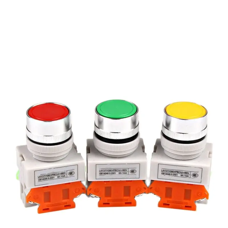 

22mm Self-Resetting LAY37-11BN Push Button Switch Silver Contacts Momentary Normally Open/Normally Close 4 screws