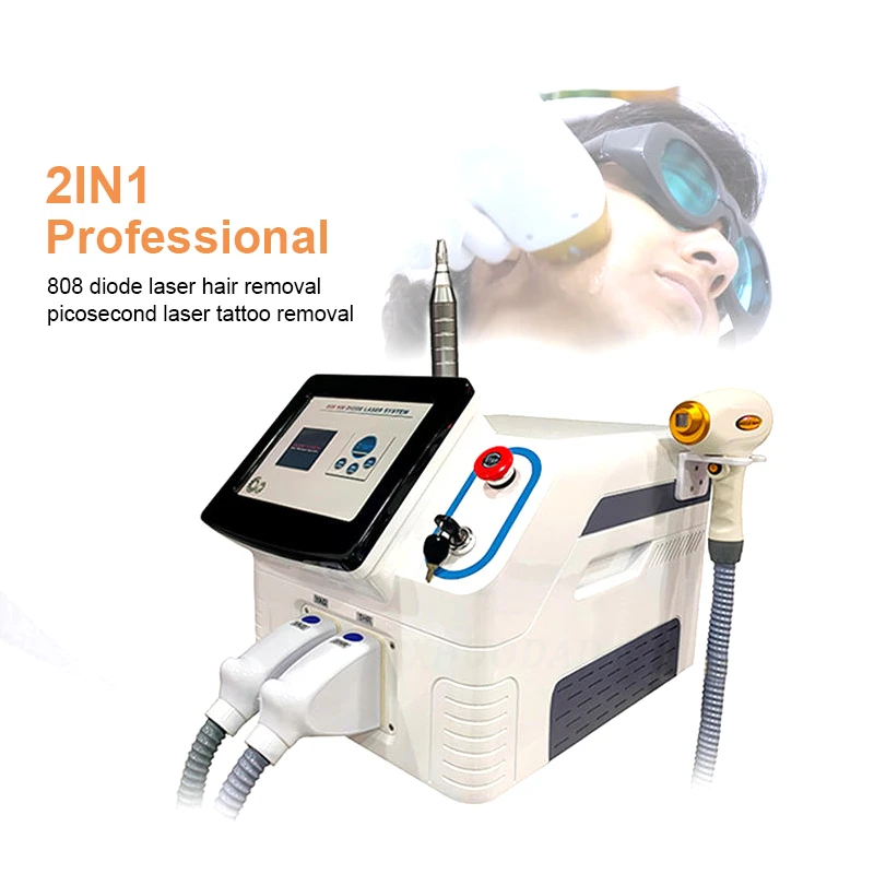 2 In 1 808 Diode Laser Penghilang Rambut Permanen Q Switched Nd Yag Portabel 1064 Nm 1320 Nm Mesin Laser Penghilang Tato Picosec