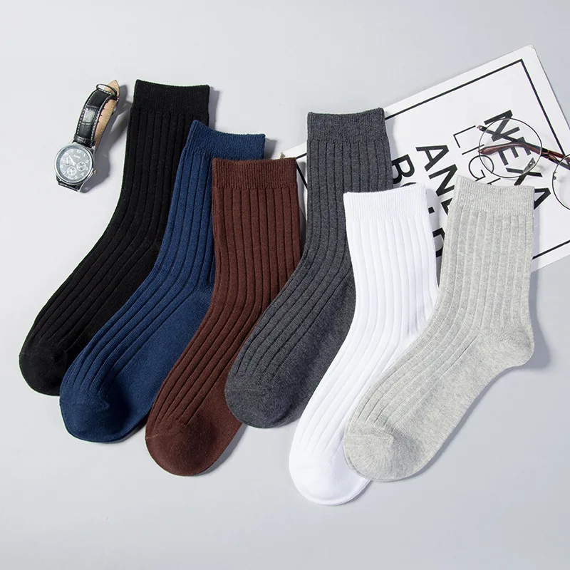 Cotton Socks For Men Solid Color Crew Sock Unisex Male Mark Formelle Socks Casual Spring Summer Socks Meias