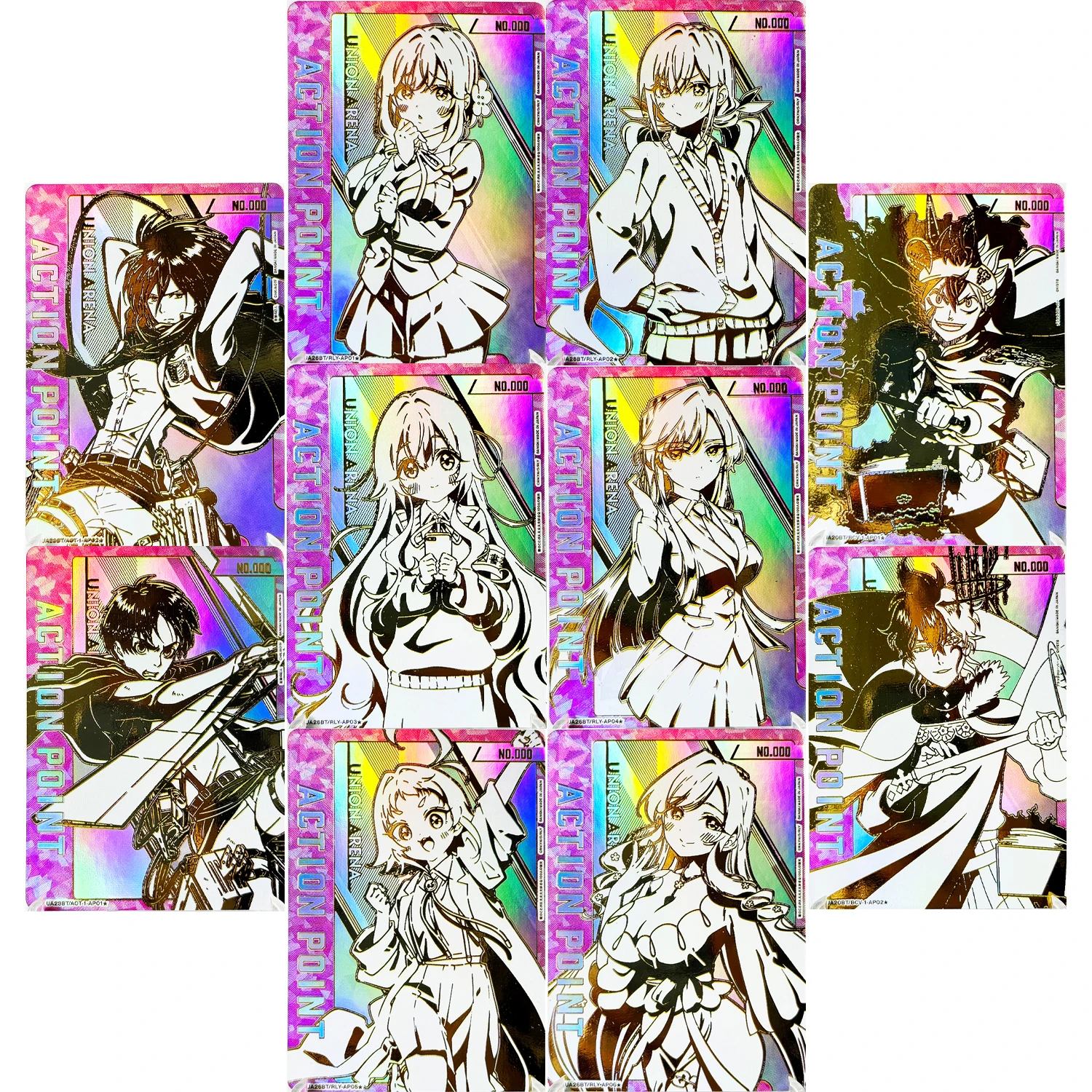 Tarjeta Rara UNION ARENA AP de Attack on Titan, Colección de Anime TCG, Tarjetas Proxy con Diseño de las 100 Chicas que Te Enciñan de Verdad, con Acabado Metalizado de Calidad