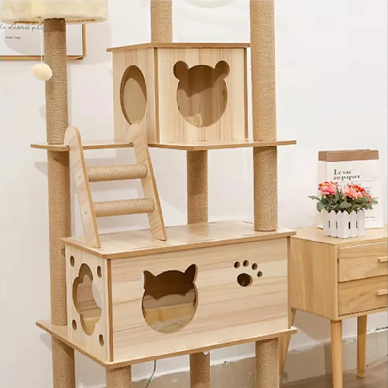 Luxury Cat Tower, Large Cat Tree and House, Premium Pet Furniture, Rope and Board Materials, Easy Assembly, Durable and Stylish