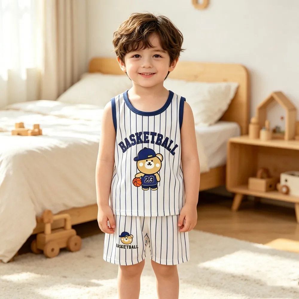 1 to 6 Years Kids Pyjamas for Boys Pijamas Sets Blue Yellow Toddler Boy Pajama Bear Striped Dinosaur Children Home Clothes Suits