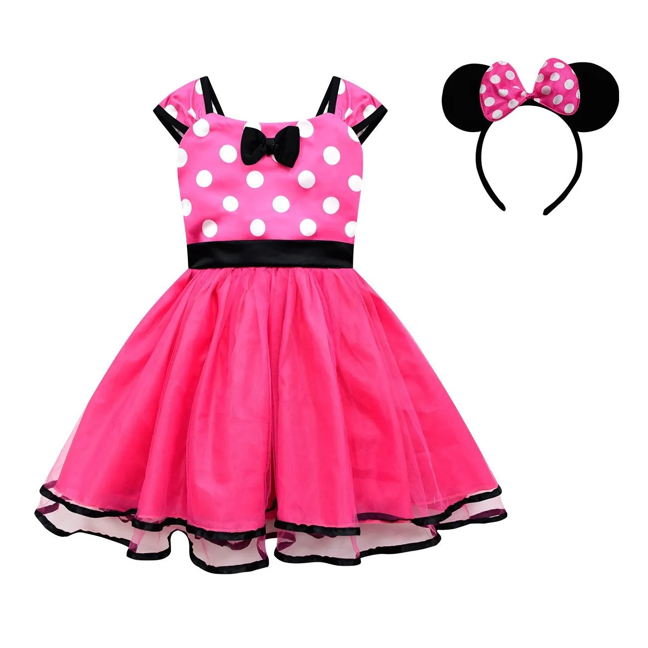 Cute Baby Girl Dress for 9M-10Yrs Children Summer Kids Minni Mouse Polka Dot Dress Girls Birthday Party Christmas Costume