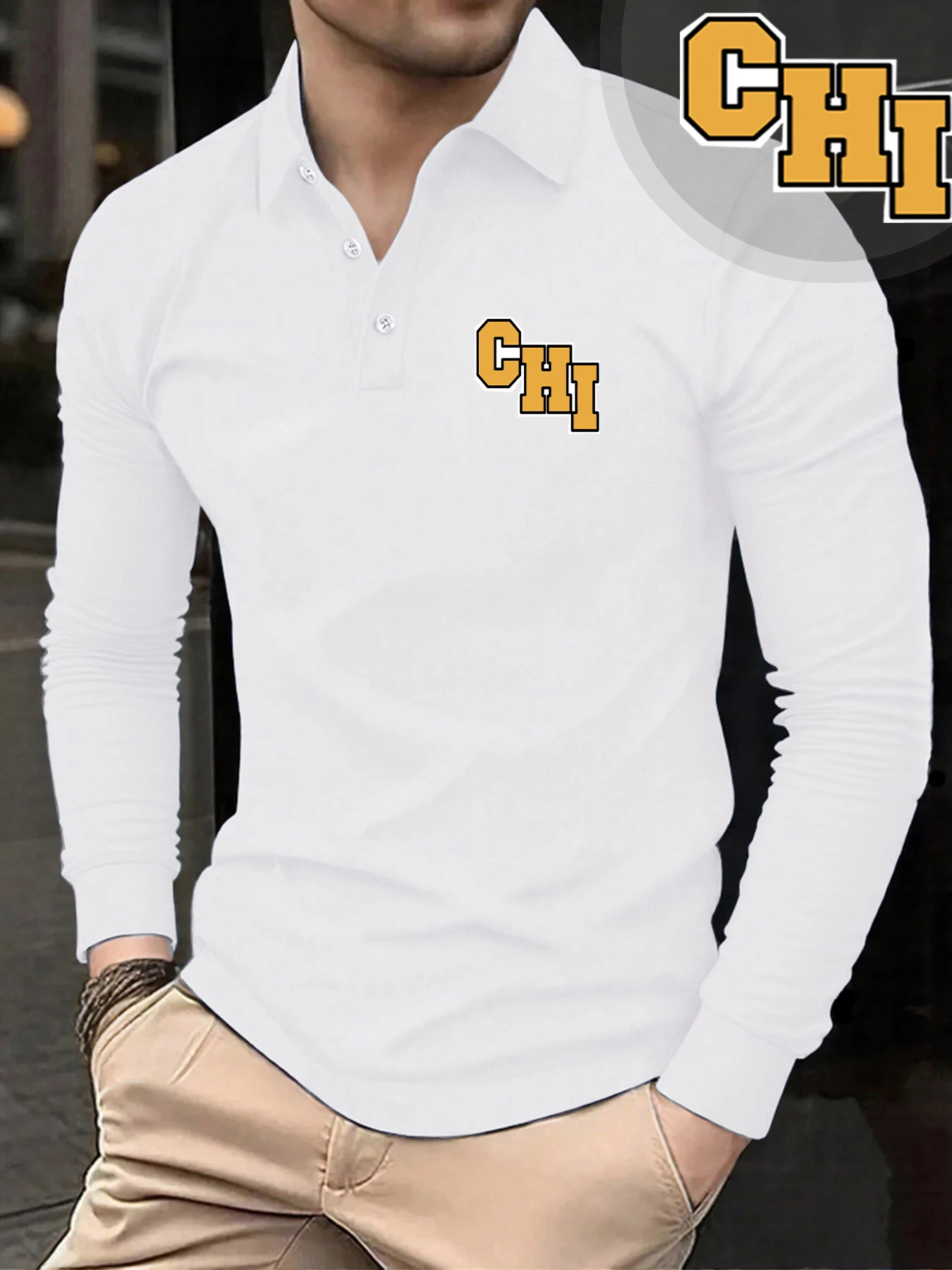 Winter Clothing English - เสื้อโปโลชายพิมพ์ลายตัวอักษรชิ เรียบง่าย แฟชั่น เนื้อผ้านุ่ม คุณภาพสูง ระบายอากาศได้ดี