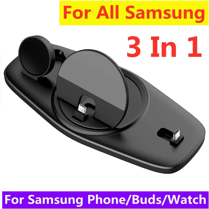 3 In 1 Wireless Charger Stand Pad Foldable Fast Charging Dock Station For Samsung S24 S23 22 Z Fold Galaxy Watch 5 4 Active Buds