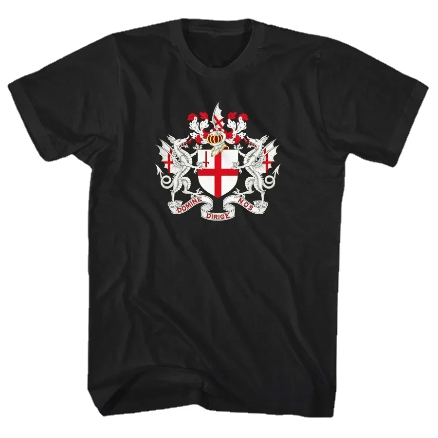 England London City Coat of Arms Flag. St Georges Day Mens T-Shirt. Summer Cotton Short Sleeve O-Neck Unisex T Shirt New S-3XL