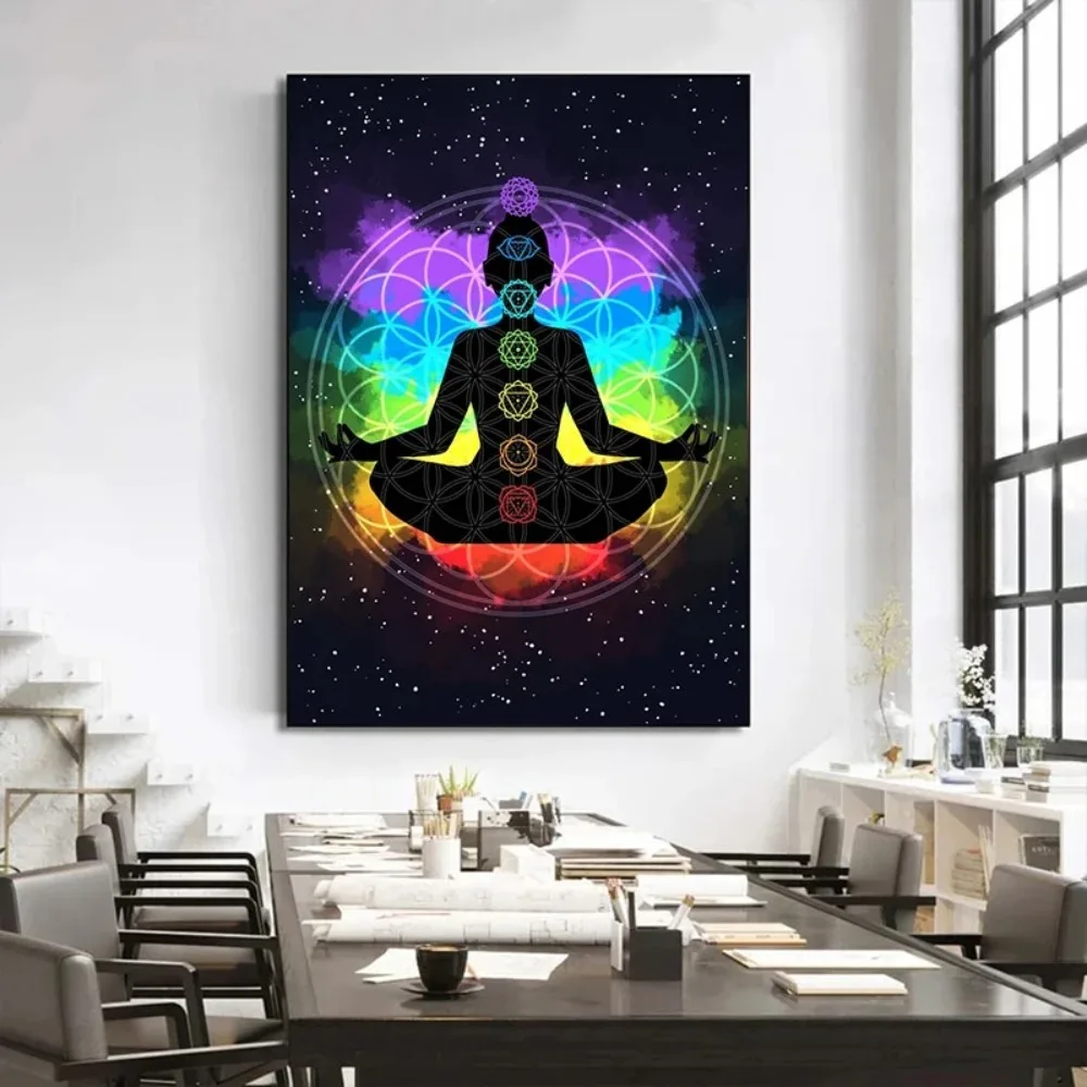 The Seven Chakras 7 Chakras Kundalini Yoga Zen Posters Pictures Canvas Wall Art Home Decor Paintings for Living Room Decoration