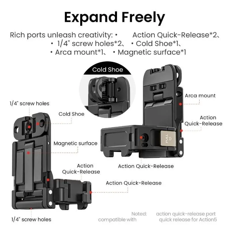 

652F Adjustable Camera Frame For Sports Cameras Secure Locking Mechanism Lightweight Aluminum Travel Accessory