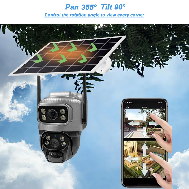 Cámara PTZ HD de 8MP, Wifi, 4K, lente Dual para exteriores, pantallas duales, PIR, seguimiento automático, cámara IP CCTV, Audio, vídeo, vigilancia V380 Pro Cam