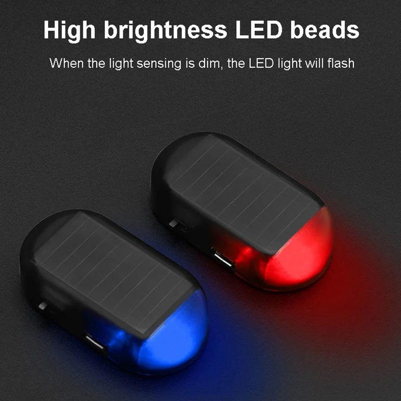 Car Mini LED Warning Light Prevent Rear-end Collision Solar Power Strobe LED Light Anti-Theft Flashing Lamp For Motorcycles