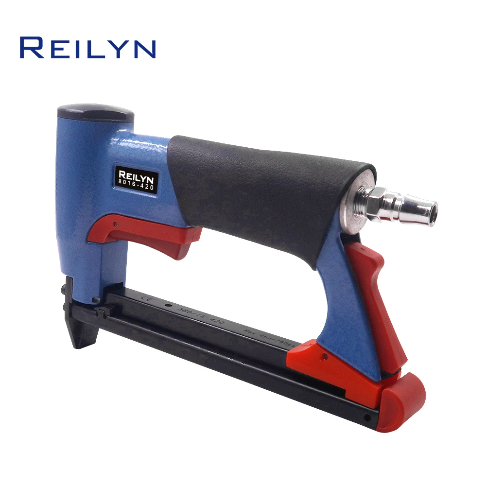 Imagem -05 - Pistola de Grampeador de Construção Pneumática Nariz Longo Fine Wire Nailer tipo u Estofados Carpintaria Móveis Ferramentas para Sofá 8016 616 mm