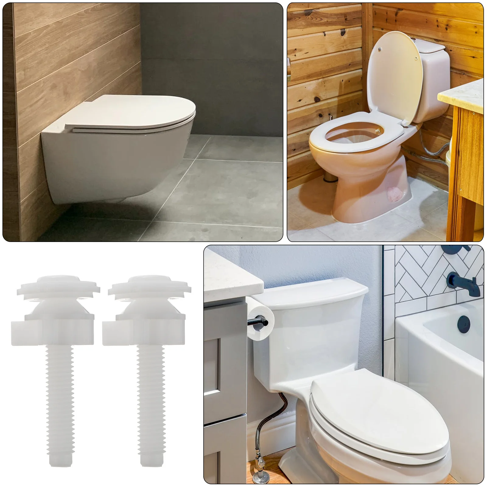 

4pcs Toilet Screws Replacement Hinge Bolts Plastic Fixing Accessories Universal Seat Cover Screw Durable Easy for Broken