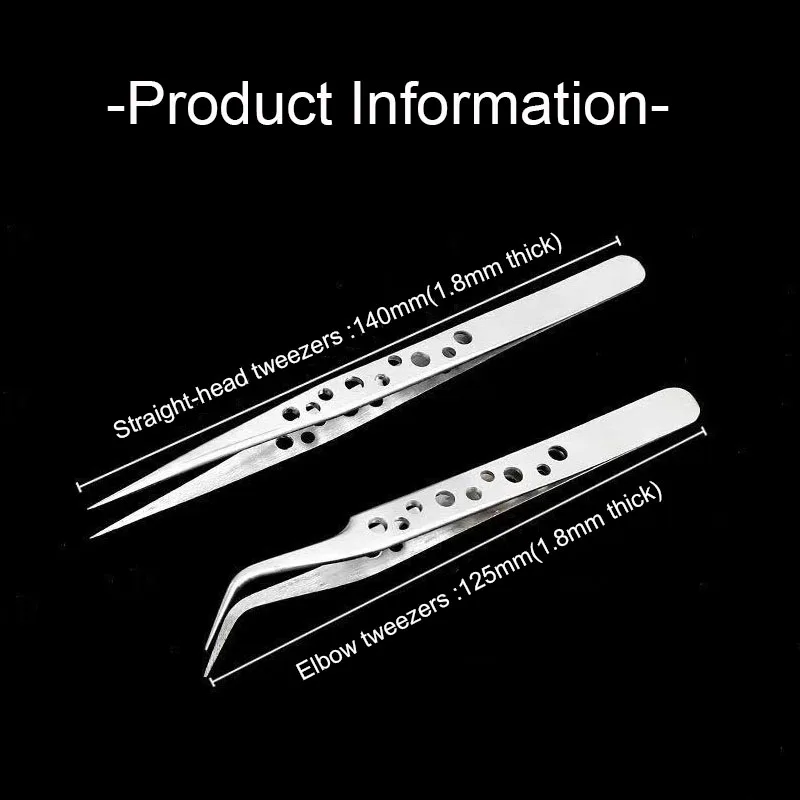 Industrial Tweezers Electronics Anti-static Precision Stainless Curved Straight Tip DlY Tools Sets Forceps Phone Repair JMNZ04