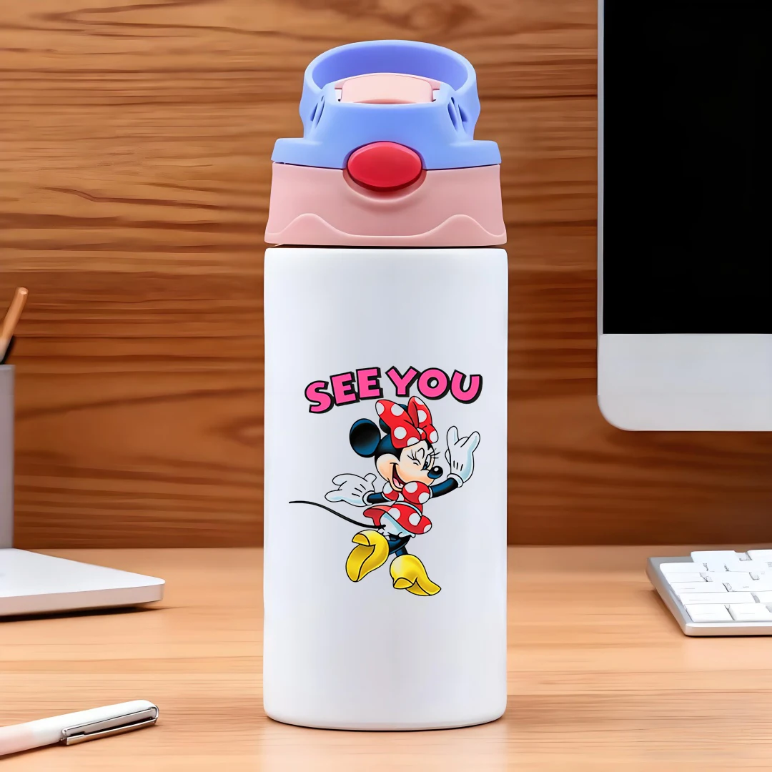 

Disney classic Minnie Mouse cartoon character Minnie waving goodbye red and white bow design 304 stainless steel cartoon