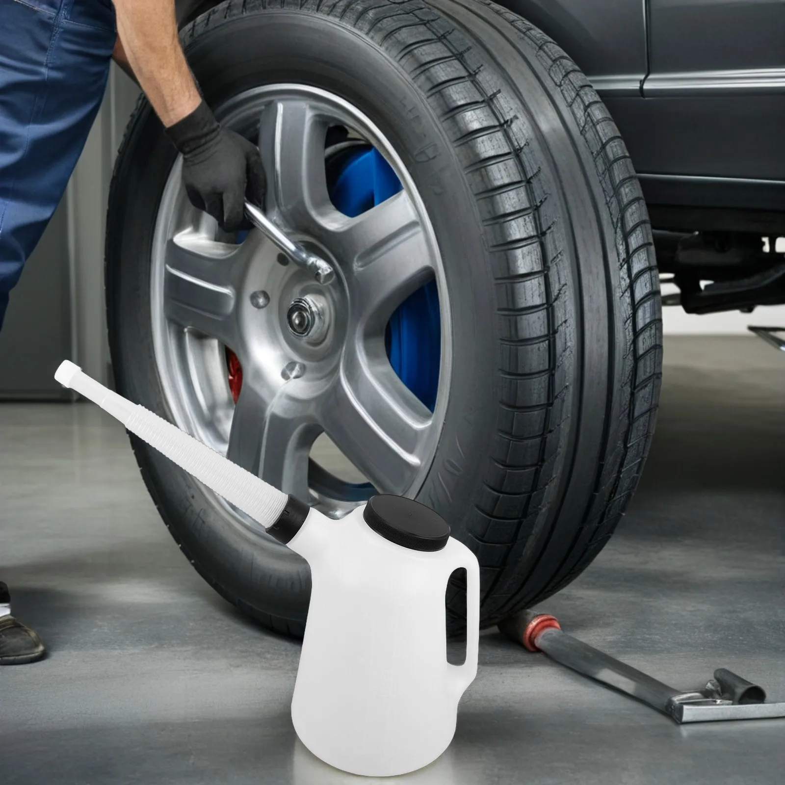 

Oil Jug Automotive Thickened Plastic Long Spout Dispenser Container Car Engine Oil Bottle Precision Pouring Spill Free Essential