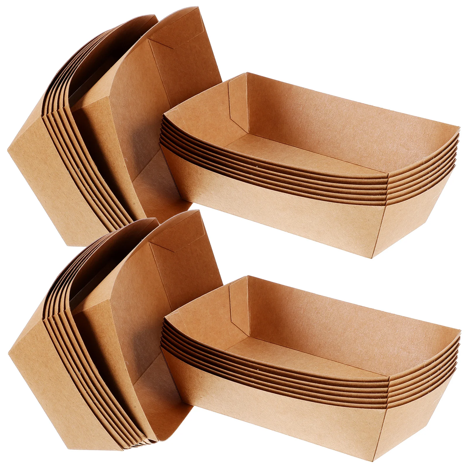 

100 Pcs Appetizer Serving Tray Free Folding Kraft Paper Boat Box Portable Party Food Trays Travel Disposable Food Serving Plates