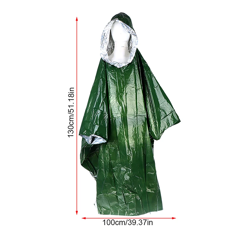 مقاوم للماء معطف المطر في حالات الطوارئ بولي ايثيلين بطانية حرارية معطف واق من المطر غطاء مقنع للتخييم في الهواء الطلق التنزه السفر دراجة نارية المطر والعتاد #6