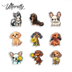 2023 New Arrival Fashion Funny Lovely Puppy Dogs Love Flower Handcraft Acrylic Epoxy Badge Pin Lapel Pins