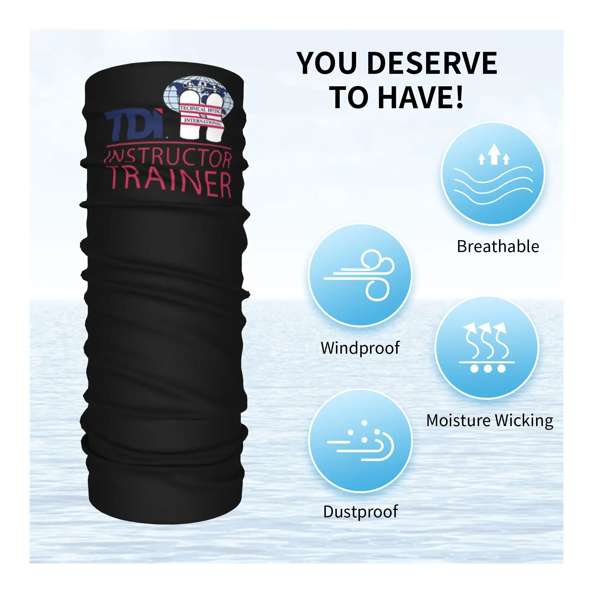 テクニカル ダイビング インターナショナル (TDI) インストラクター トレーナー バンダナ ネック ゲートル プリント マスク スカーフ 多機能フェイスマスク ライディング