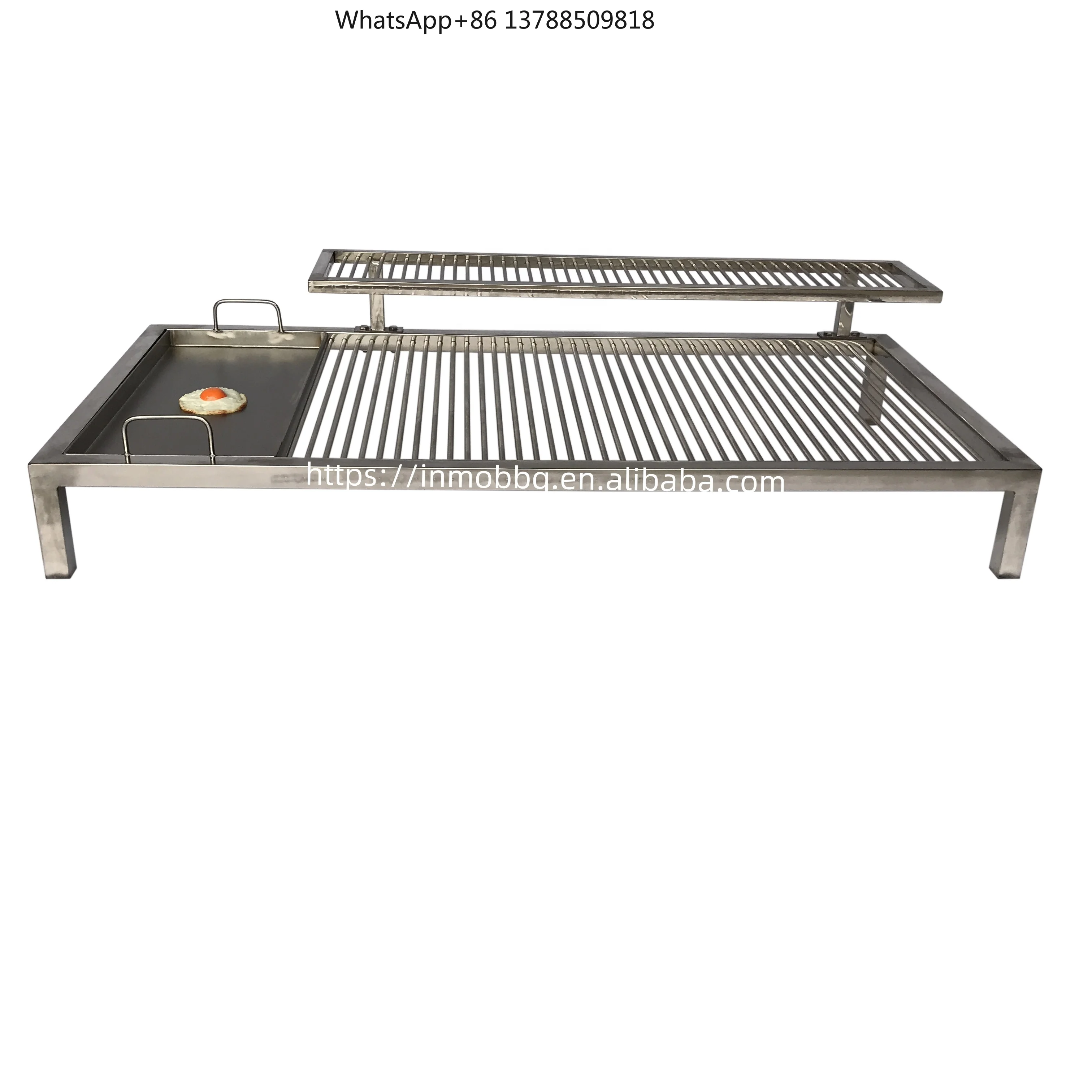 Stainless Steel Backyard Movable Large Grill with Warming Rack and BBQ Shovel/Coal Poker